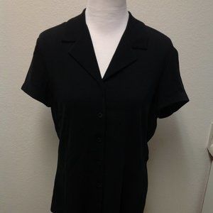 Jones New York – Solid Black Short Sleeve Business Blouse Top – Size 12